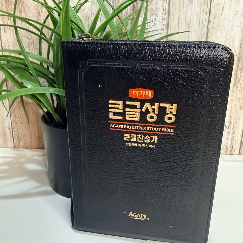 Agape Big Letter Korean Study Bible - Black Zippered Cover